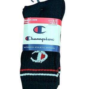 Champion Black and Red Womens Athletic Crew Socks